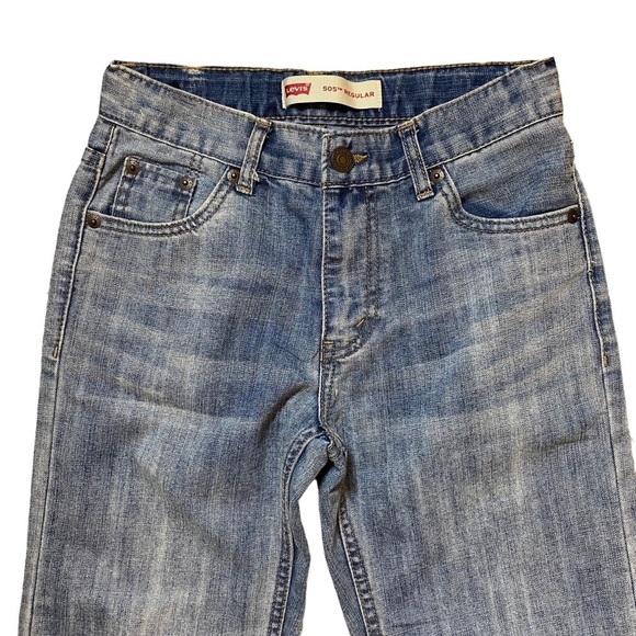 Levis 505 Jeans Boys 12 26x26 Blue Regular Fit Cotton Denim Adjustable Waist - Picture 2 of 16